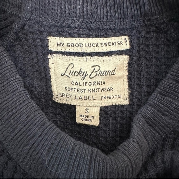 Lucky Brand Grey Label Navy Waffle Knit Sweater - Picture 3 of 6